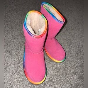 Kids Uggs Pink Rainbow Boots Sz 3 EUC